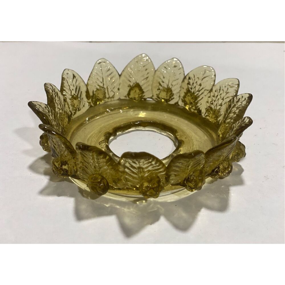 Antique Bobeche Chandelier Replacement Part Murano Glass acanthus leaf amber gre